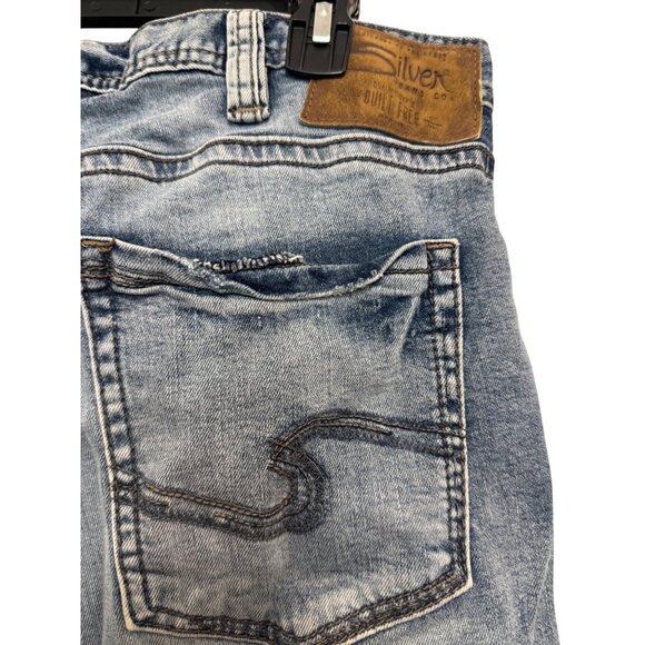 Silver Jeans Co Allan Relaxed Fit Straight Leg Jeans 38x30 Blue Denim Cotton Ela - Picture 7 of 7